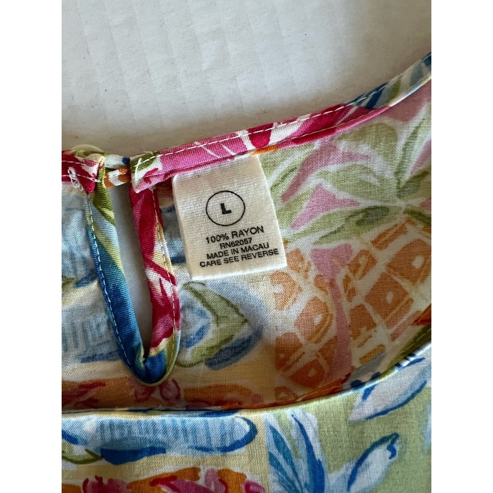Summer Ready Weekend Clothes Line Multi Printed Beachy Patchwork Resort  Dress L - Picture 8 of 13